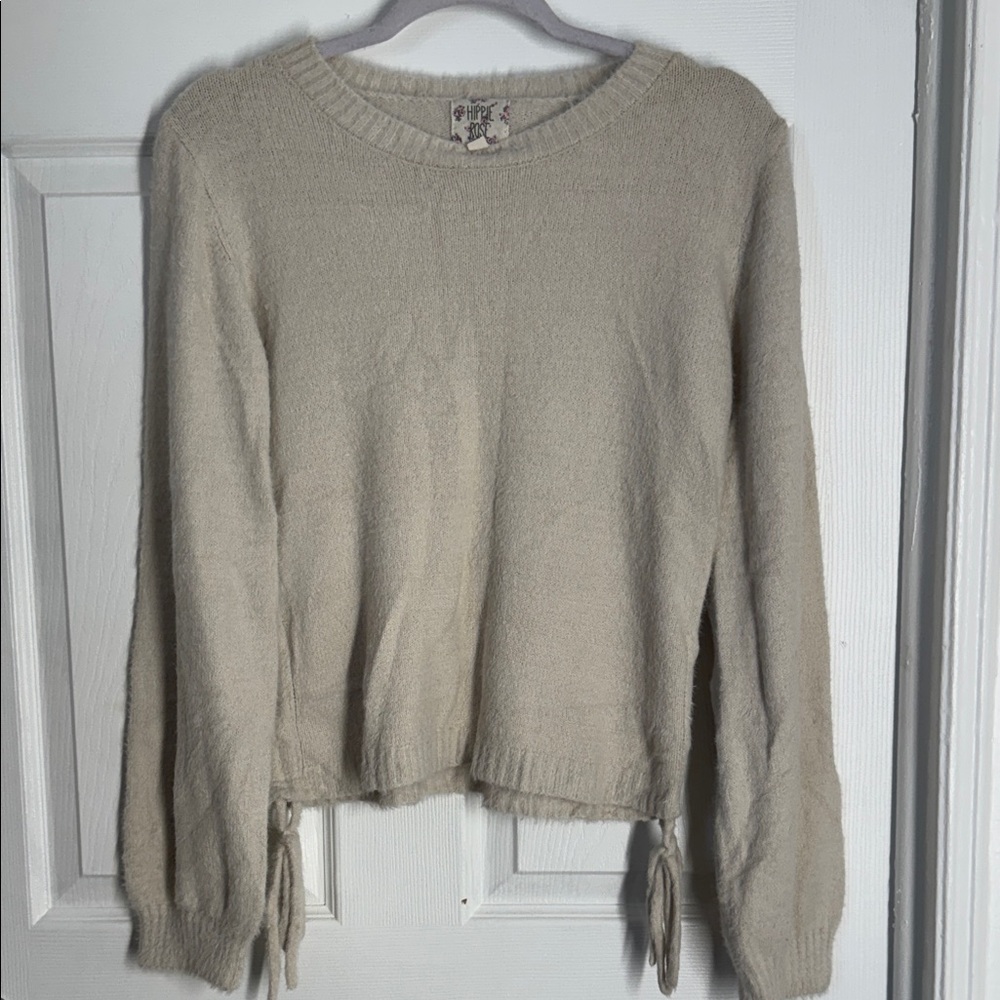 Hippie Rose Cream Sweater with Tie Accents